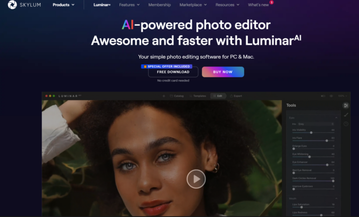 Luminar AI, temel görüntü düzenleme araçları ile Photoshop gibi profesyonel yazılımlar arasında uyum sağlayan harika bir görüntü düzenleme aracıdır.