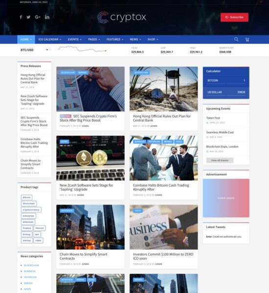 cryptox cryptocurrency wordpress