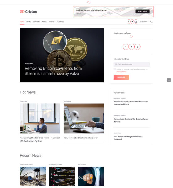 cripton cryptocurrency magazine wordpress theme