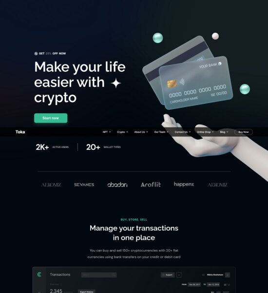 toka nft crypto wordpress theme