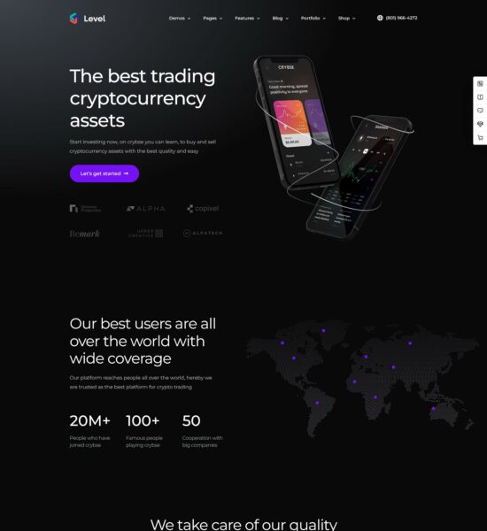 level technology crypto wordpress theme