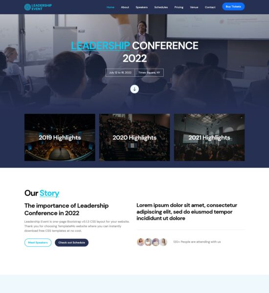 free leadership event html template