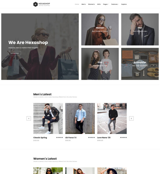 hexashop free ecommerce html css template