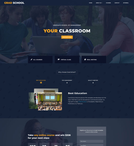 grad school free html template