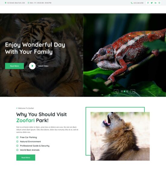 free zoofari safari zoo html template