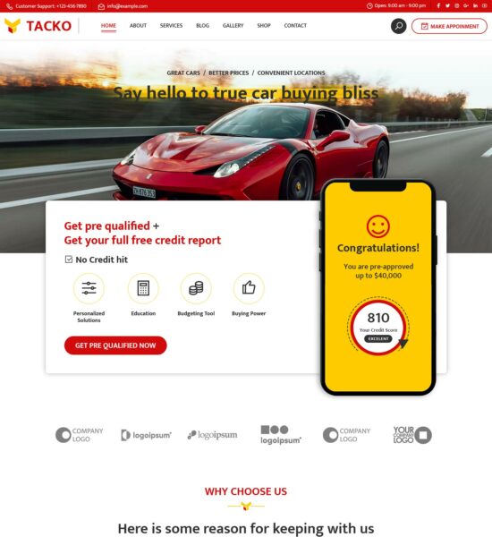 free tacko auto parts html template