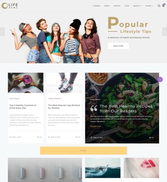 life news free website template