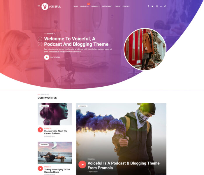 voiceful podcast blogging wordpress theme