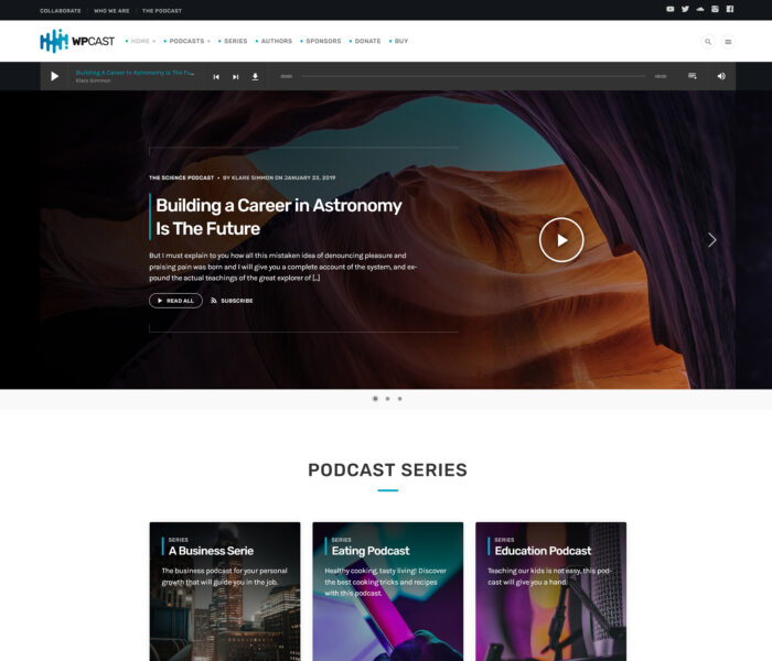 wpcast audio podcast wordpress theme