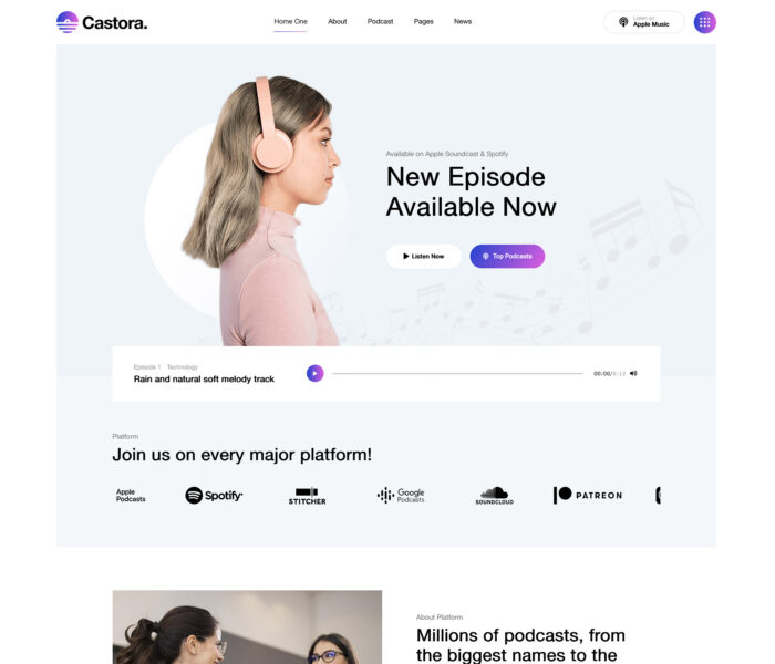 castora podcast wordpress theme