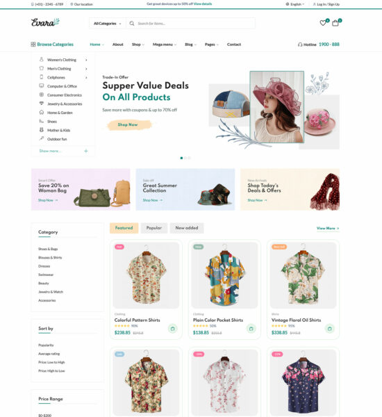 evara bootstrap ecommerce template