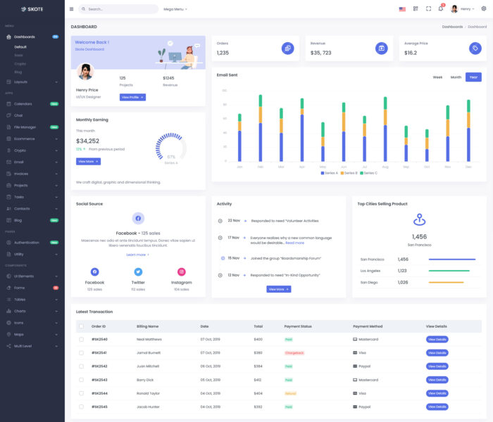 skote laravel admin dashboard template