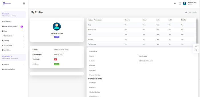 adminetic admin panel