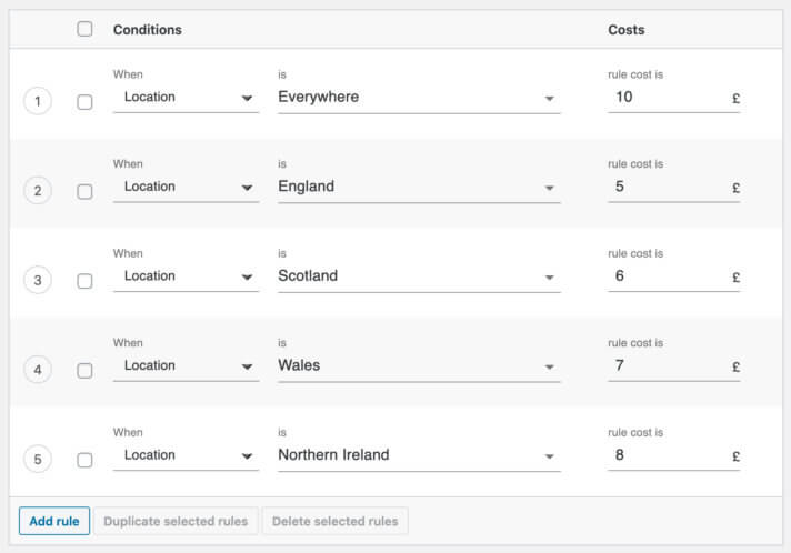 Lokalizacje wysyłki WooCommerce w Wielkiej Brytanii