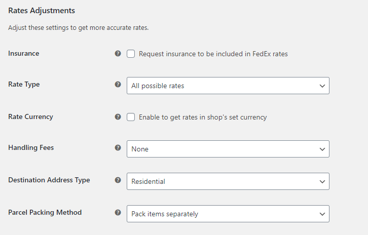 Impostazioni del plug-in FedEx WooCommerce