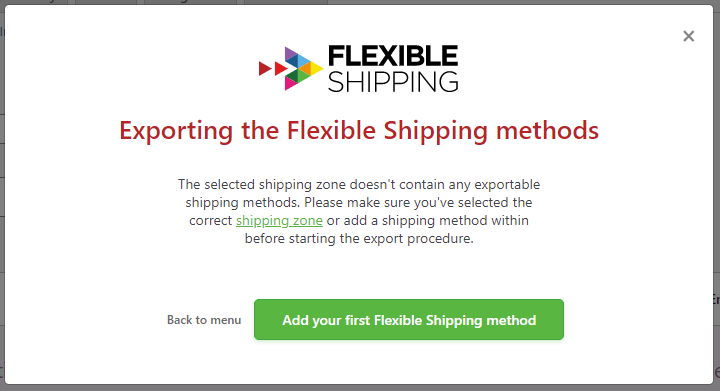 خطأ في التصدير في المكوّن الإضافي Flexible Shipping Import / Export