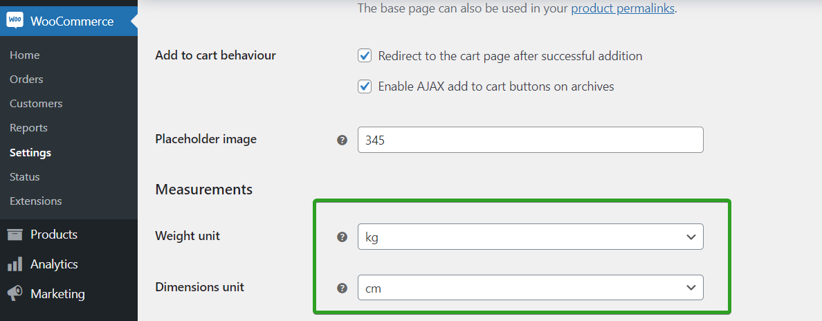 在 WooCommerce 中设置测量单位
