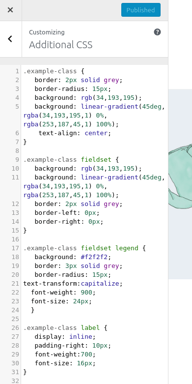 مثال CSS مخصص