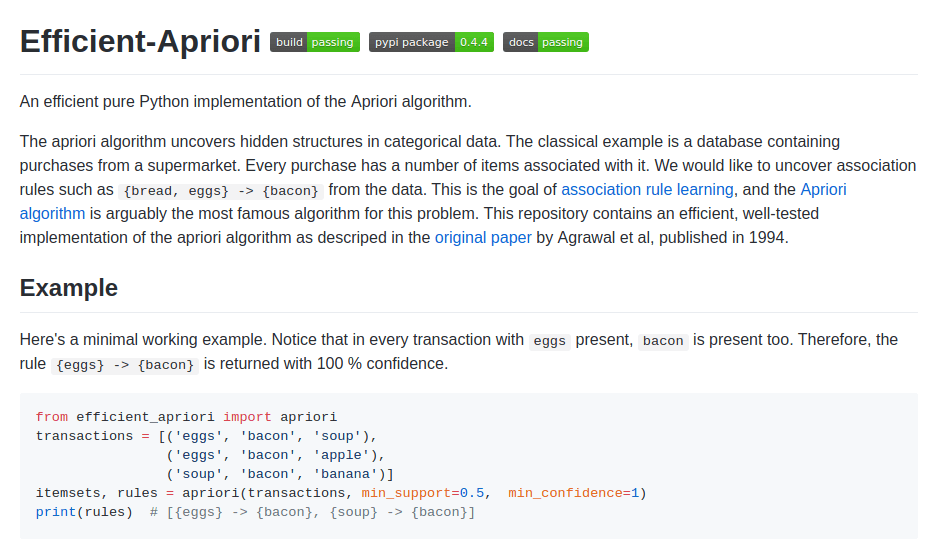 Algorytm Apriori - تطبيق jezyku Python