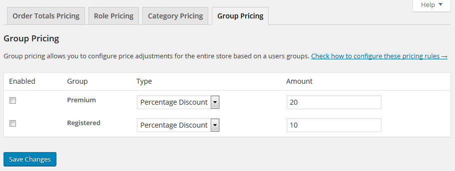 تسعير المجموعة - التسعير المرن WooCommerce