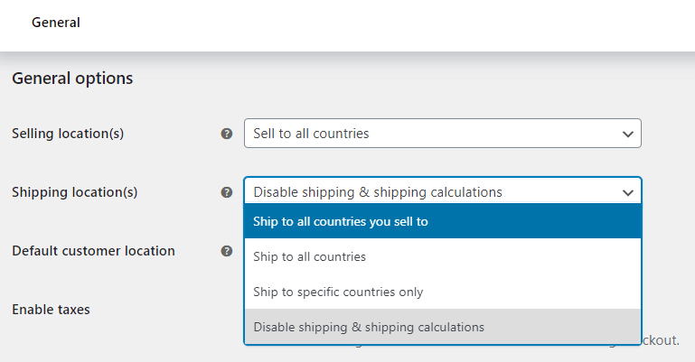 WooCommerce - opcje lokalizacji wysyłki
