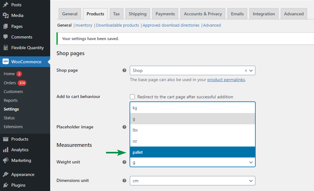 قم بتغيير وحدة وزن WooCommerce لوحدة مخصصة