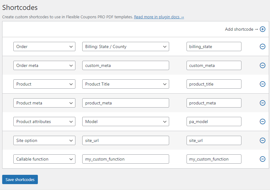 إضافة رموز مختصرة مخصصة لتخصيص قالب قسيمة PDF