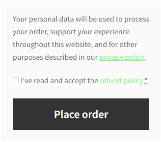مربع اختيار قبول سياسة الإرجاع WooCommerce