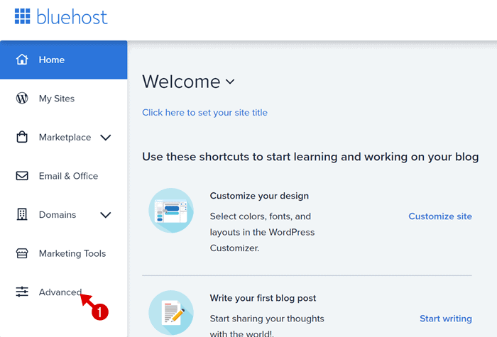 打开bluehost cpanel