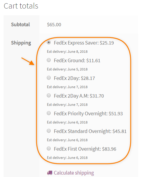 WooCommerce тарифы на доставку FedEx