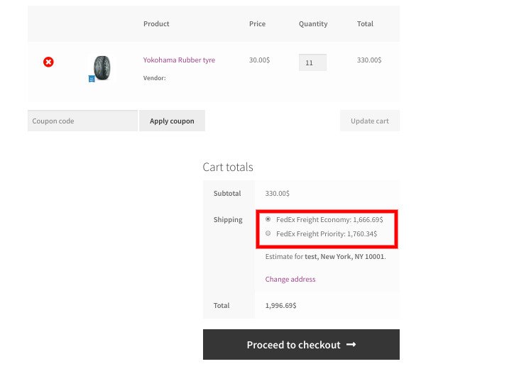FedEx Freight na página do carrinho WooCommerce