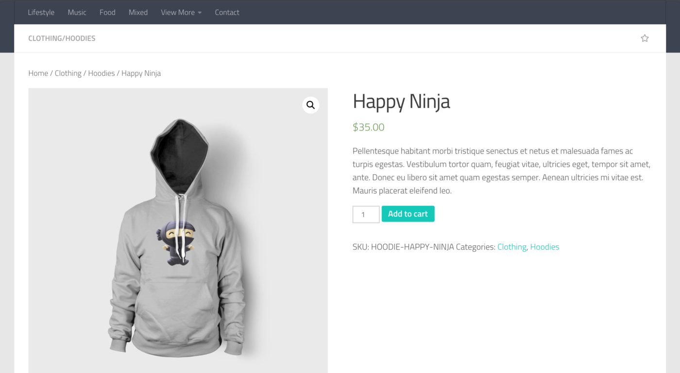 halaman produk tema wordpress hueman