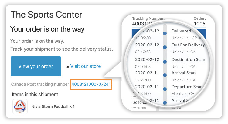 Shopify-カナダ-post-tracking-email