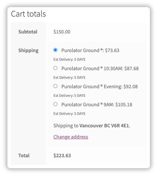 Purolator-Ground service-w-WooCommerce-checkout