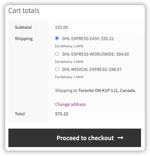 DHL-woocommerce-cart 上的运费