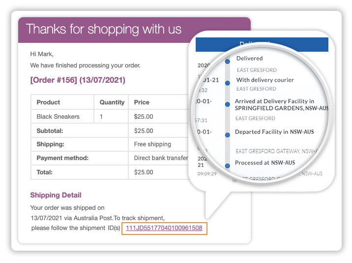 WooCommerce-Australia-Post-Tracking-email