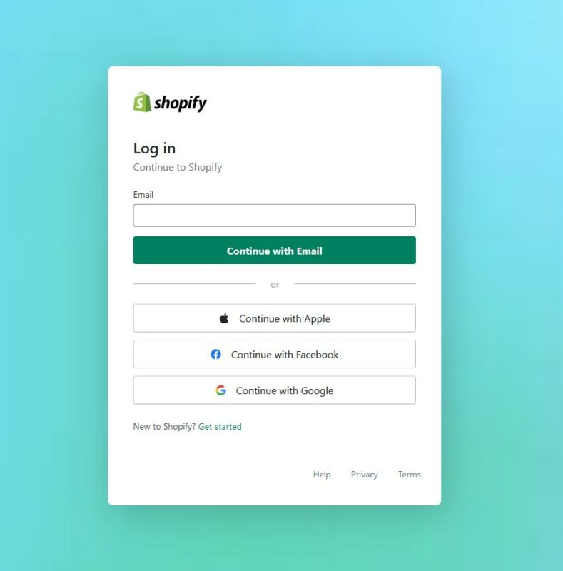 shopify تسجيل الدخول