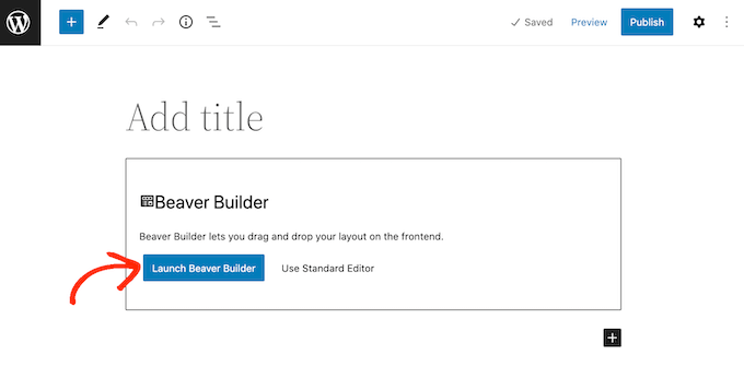 启动 Beaver Builder 页面编辑器