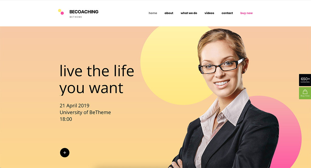 Betheme WordPress tema de entrenador de vida