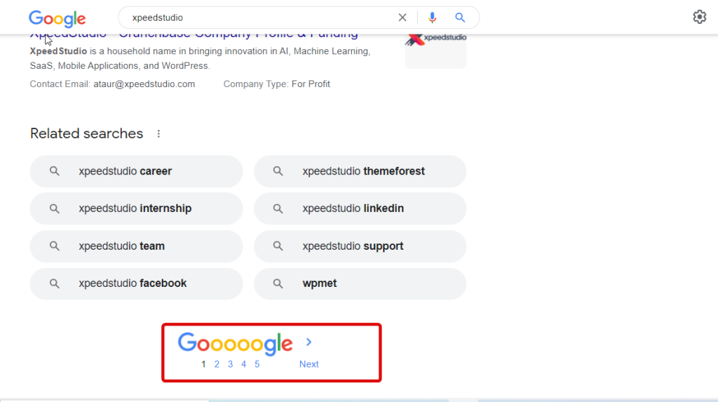 Paginação do Google