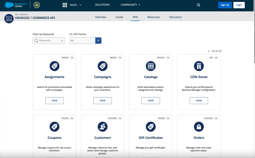 Plataforma de comércio eletrônico sem comando Salesforce Commerce Cloud