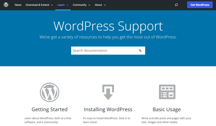 WordPress 웹사이트 빌더 지원 포럼