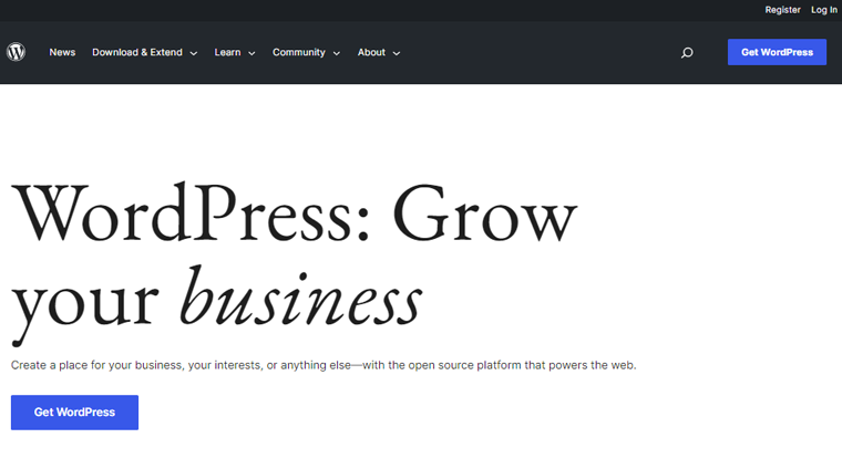 WordPress CMS Platform สำหรับสร้างเว็บไซต์