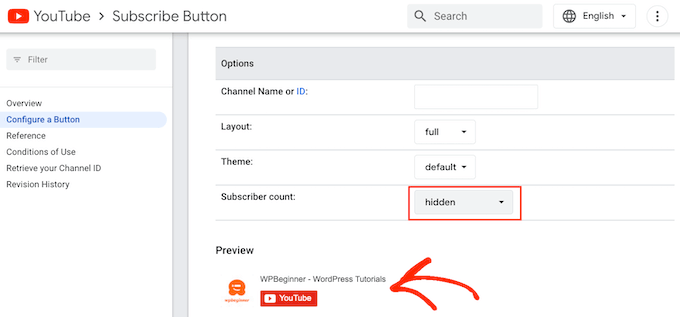 在 YouTube 訂閱者按鈕中隱藏訂閱者數量