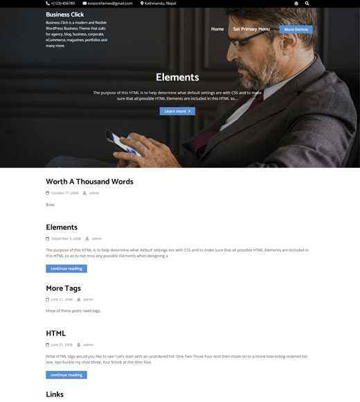 ビジネス Click Best Free WordPress Theme for Business