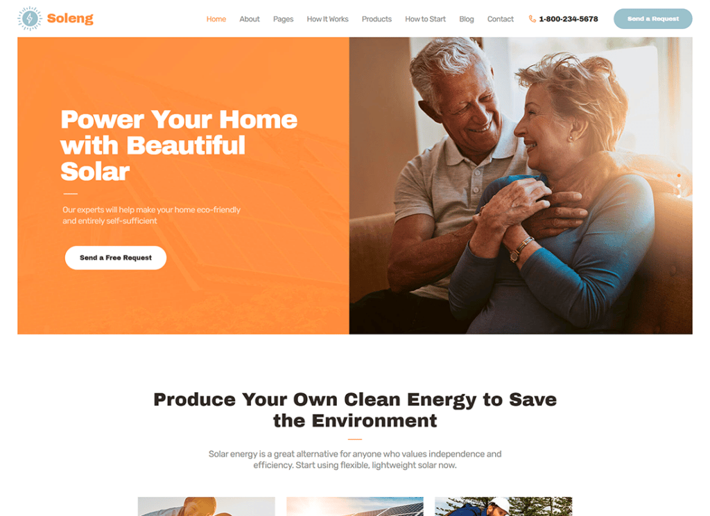 Soleng | Tema WordPress Perusahaan Energi Matahari