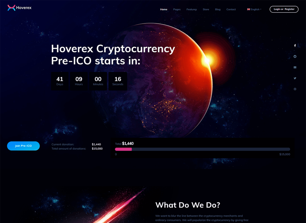 Hoverex | Temi WordPress per criptovalute, NFT e ICO + spagnolo