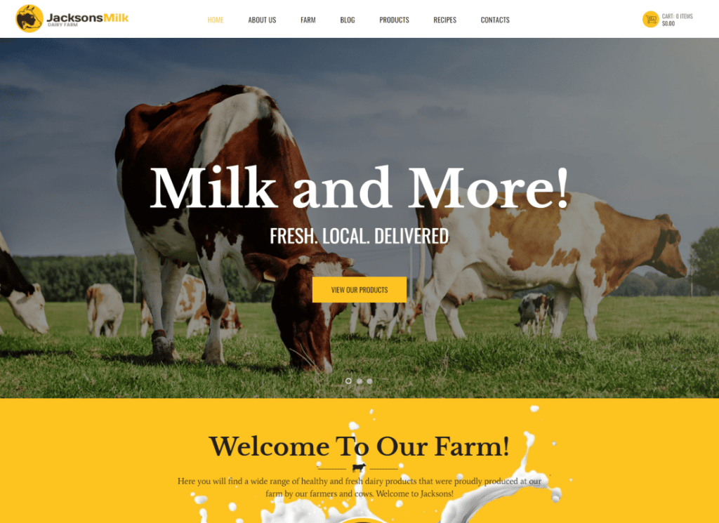 Tema WordPress Peternakan Sapi & Produk Susu Ramah Lingkungan