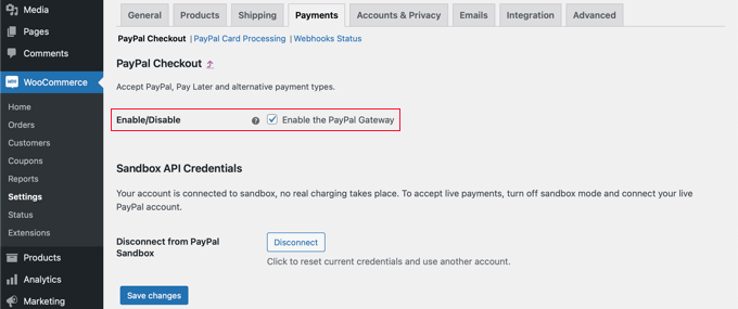 قم بتمكين بوابة الدفع PayPal في متجر WooCommerce الخاص بك