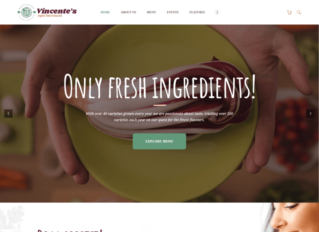 Vincente's - Organik Gıda Restoranı ve Eko Kafe WordPress Teması